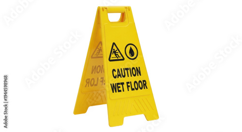 Photos Yellow caution wet floor sign PNG isolated on transparent background, safety war
