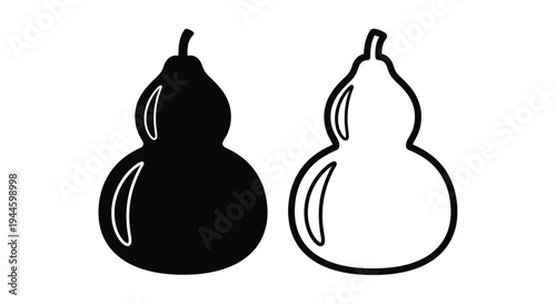Two gourd illustrations one dark and one light side by side