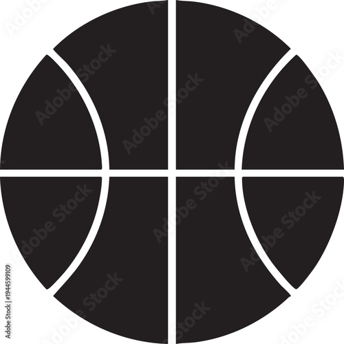 Vector basketball icon, black and white