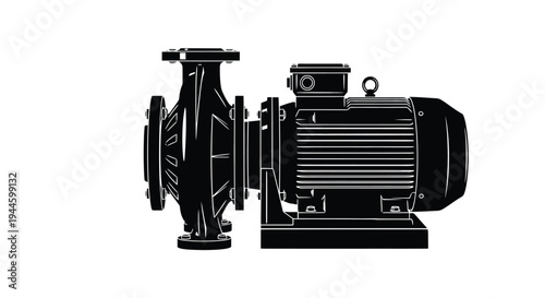 Silhouette of an industrial centrifugal pump with electric motor
