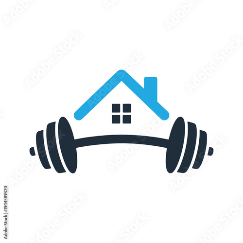 Home fitness workout with a barbell symbolizing strength training at home