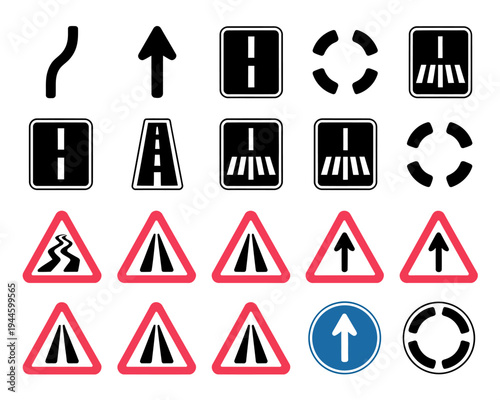Road traffic signs and symbols for navigation and direction guidance