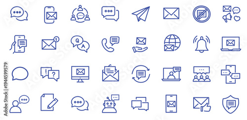 Message icon set. Editable line icons. Vector illustration.