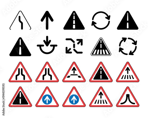 Road traffic signs and symbols collection for navigation and direction guidance