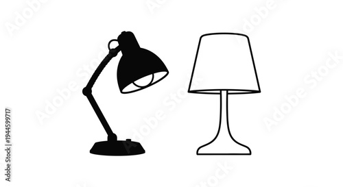 Two black silhouette lamps a desk lamp and a table lamp