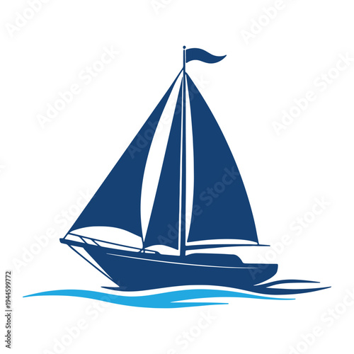 A classic sailboat gliding smoothly over gentle ocean waves under a clear sky