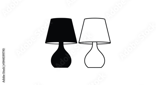 Two simple lamp silhouettes one black and one white facing forward