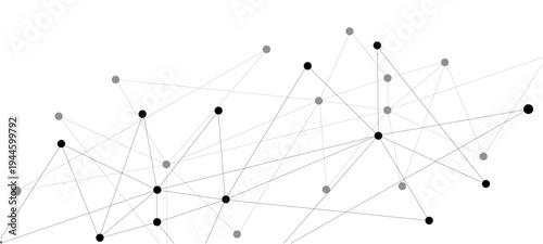 Dots connected by lines. Technology abstract background. black and white abstract background