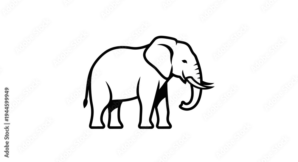 Fototapeta premium Large Mammal Elephant Animal Side View.