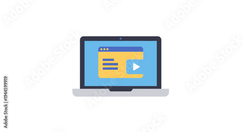 Laptop with video player on screen.