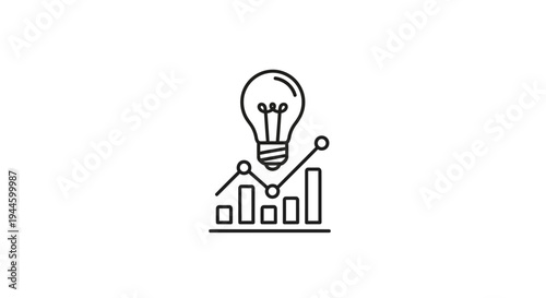 Light Bulb Graph Icon Symbol Illustration.
