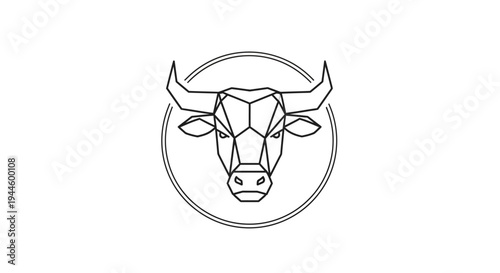Line Art Cow Head Illustration Design.