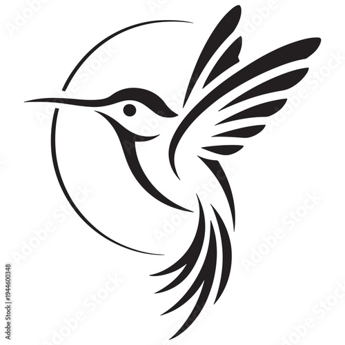 Graceful hummingbird in elegant stylized silhouette design