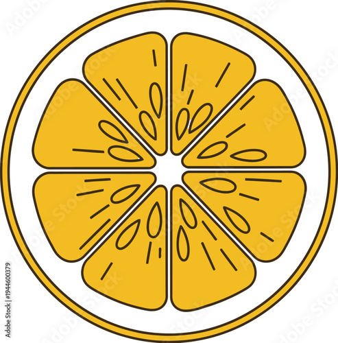 Simple illustration of a sliced orange on a white background