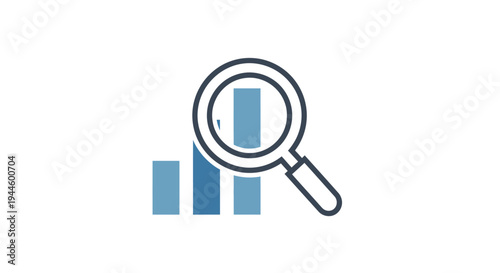Magnifying Glass Examining Bar Graph Data.