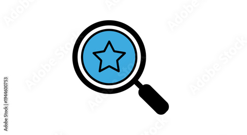 Magnifying Glass Focusing on Blue Star Icon.