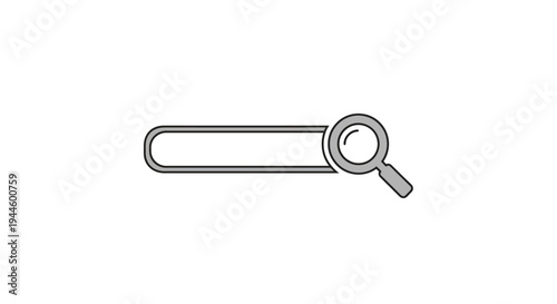Magnifying Glass Icon Simple Line Art.