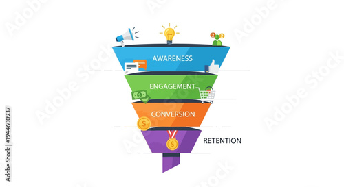 Marketing Funnel Stages Awareness Consideration Conversion Retention.