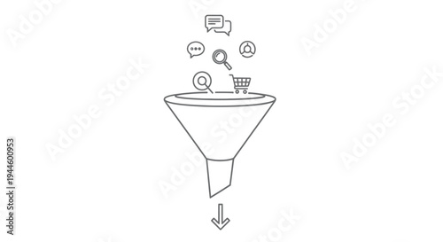 Marketing sales funnel process diagram.