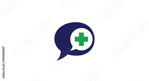 Medical Cross Symbol Inside Speech Bubble.