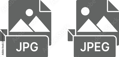 Two grey file one labeled jpg the other jpeg with mountain file jpg jpeg digital format