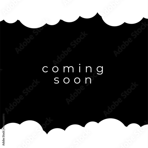 Coming Soon Announcement Banner with Cloud Frame Minimal Dark Background Teaser Design