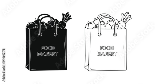 Two paper grocery bags filled with fresh fruits and vegetables