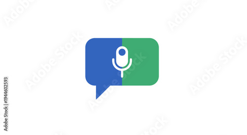 Microphone icon in speech bubble.