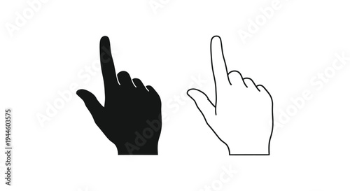 Two hands pointing upwards one black and one white in a graphic style