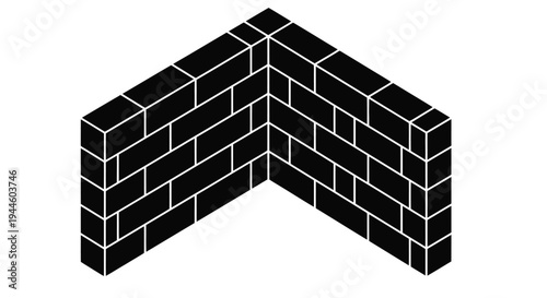 Isometric brick corner illustration with repeating rectangular pattern