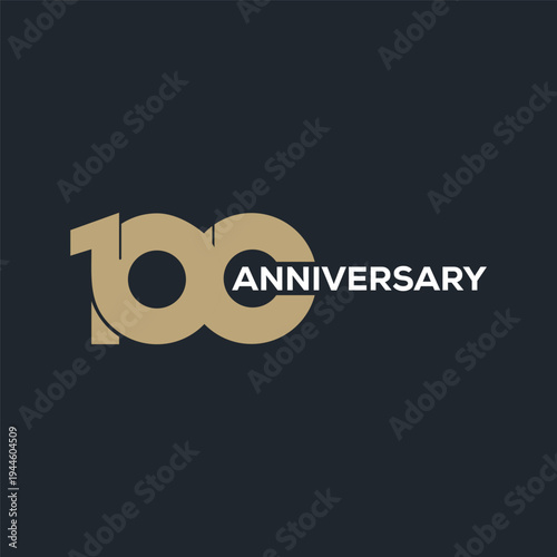 100 Years anniversary logo template for celebration event, invitation, greeting, web.