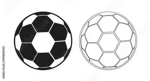 Two soccer balls one dark and one light displayed side by side