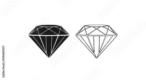 Two diamond illustrations one black one white side by side