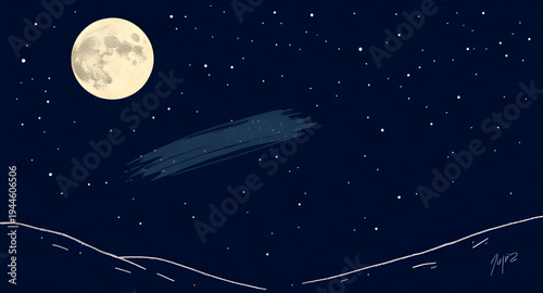 night, landscape, moon, stars, sky, cartoon, illustration, background, nighttime, dark, lunar, starlight, starry, skyview, horizon, nature, scenery, peaceful, calm, dreamy, fantasy, magical, evening, 