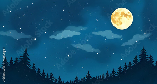 night, landscape, moon, stars, sky, cartoon, illustration, background, nighttime, dark, lunar, starlight, starry, skyview, horizon, nature, scenery, peaceful, calm, dreamy, fantasy, magical, evening, 