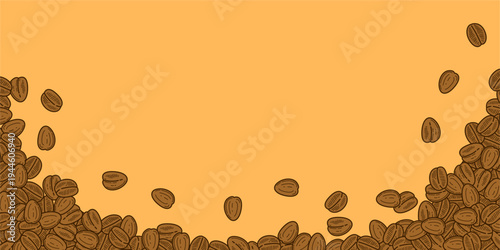 coffee background. Coffee beans frame border illustration. Coffee beans wallpaper. Coffee Beans Illustration for packaging.