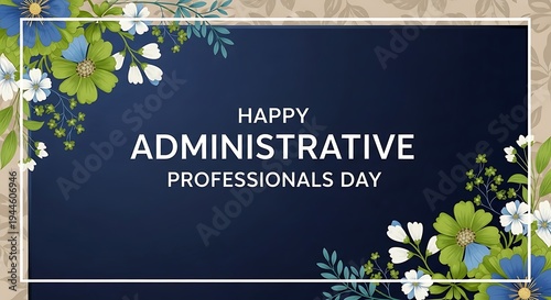 Administrative professionals day celebration with floral accents and appreciation message