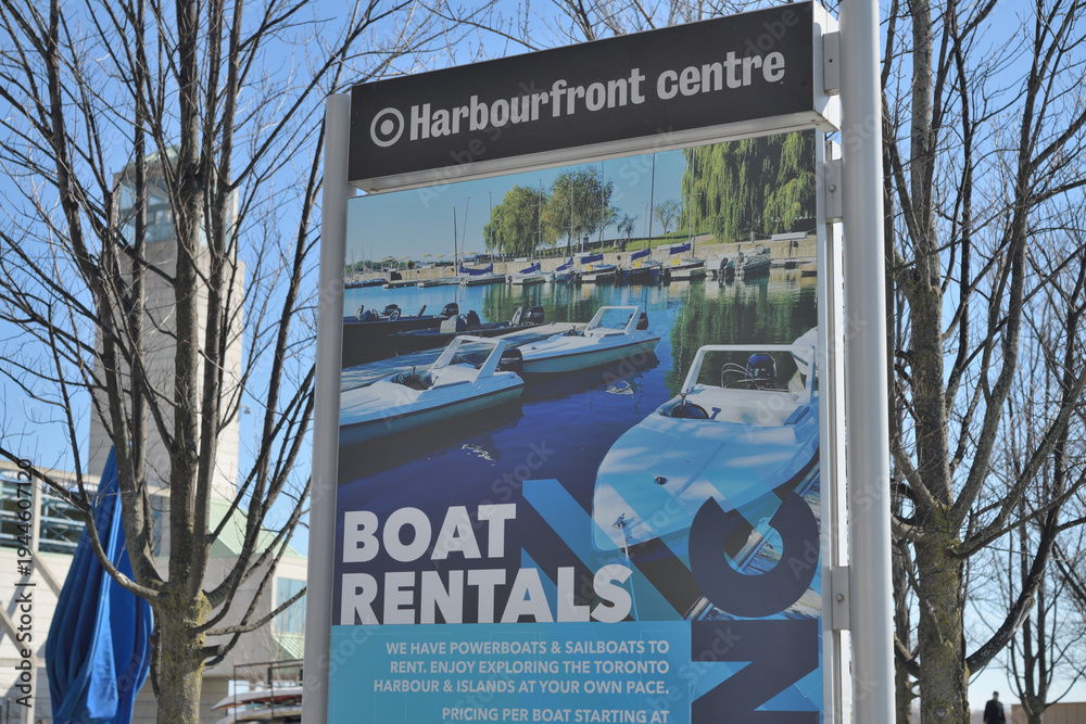 Fototapeta premium Boat Rentals post at Harbourfront Centre, Toronto