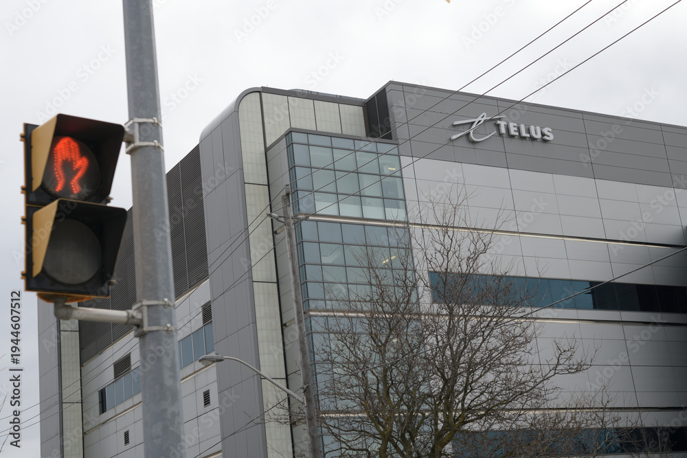 Obraz premium TELUS Laird Data Centre, a high-security telecommunications and data storage facility, located at 73 Laird Drive, East York; housed in a 5-story commercial building, Toronto
