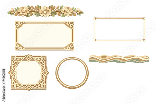 A collection of elegant decorative frames and borders featuring