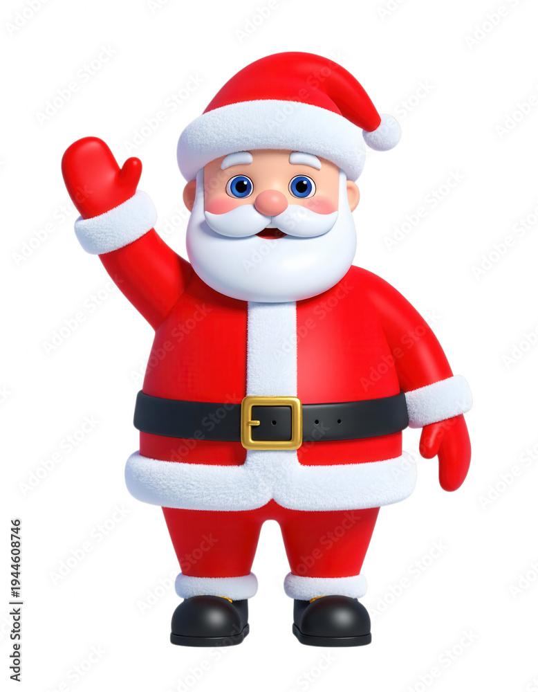 Obraz premium 3 D Rendered Santa Claus Waving with Red Suit and transparent... isolated on a transparent background