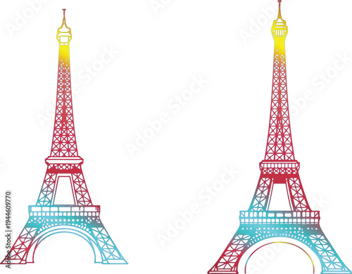 Vector illustration of the famous Eiffel Tower landmark in Paris, France, featuring a black silhouette of the historic metal structure isolated on a white background for travel and tourism design