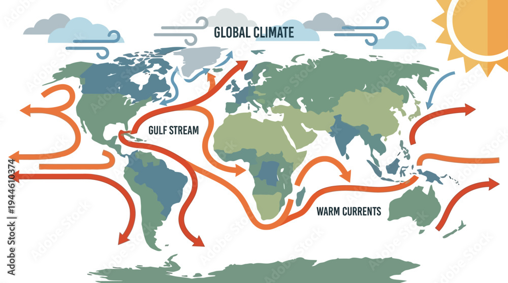 Fototapeta Global Climate: Understanding Ocean Currents and Their Impact on World Weather Patterns.