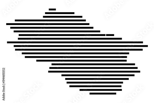 Symbol Map of the city Lauchringen (Baden-Württemberg, Germany) showing the area of the city with just a few black horizontal lines