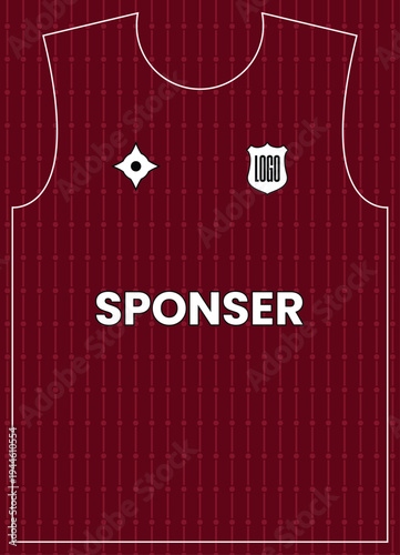 Maroon Sports Jersey Template with Vertical Dotted Lines and Minimalist Grid Pattern