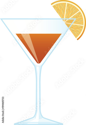 A classic Cosmopolitan cocktail, vector realistic illustration 