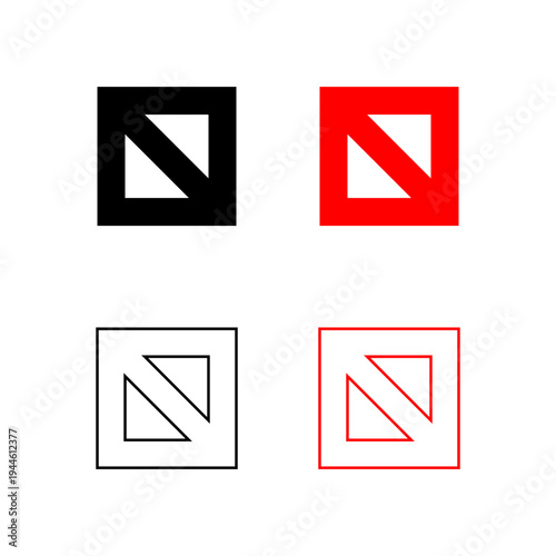 Negation forbidden square symbol icons