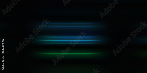 Reeded glass gradient surface, futuristic panel with vertical prism distortion. Dark abstract field infused with fractal texture in neon teal and green tones, vector illustratio