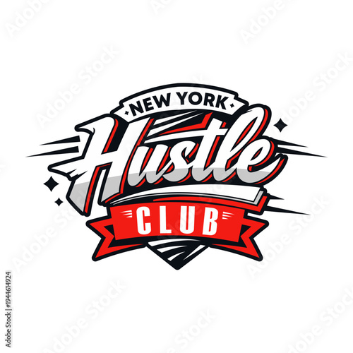 New York Hustle Club Typography, Modern NYC Hustle Club Vector Lettering, Vintage New York Hustle Club Graphic
