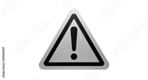 Free Download Silver metallic warning sign with exclamation mark isolated PNG, attention hazard caution symbol on transparent background for graphic design - GFXLoad